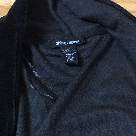 M Spring + Mercer black velvet stretch open front drape jacket - Picture 12 of 14